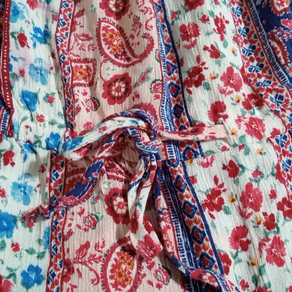 🌸PAISLEY PRINT PEPLUM CROCHET TRIM SWING TANK TOP SIZE L COTRAGECORE - Picture 14 of 15